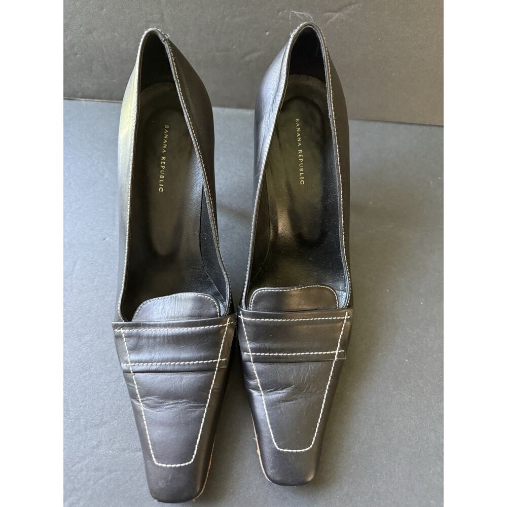 Banana Republic Womens Leather Pumps Stitched Square Toe Size 8M Career City